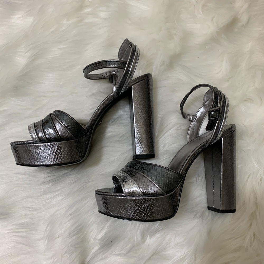 Women Michael Kors Silver High Heel SZ 8.5 New